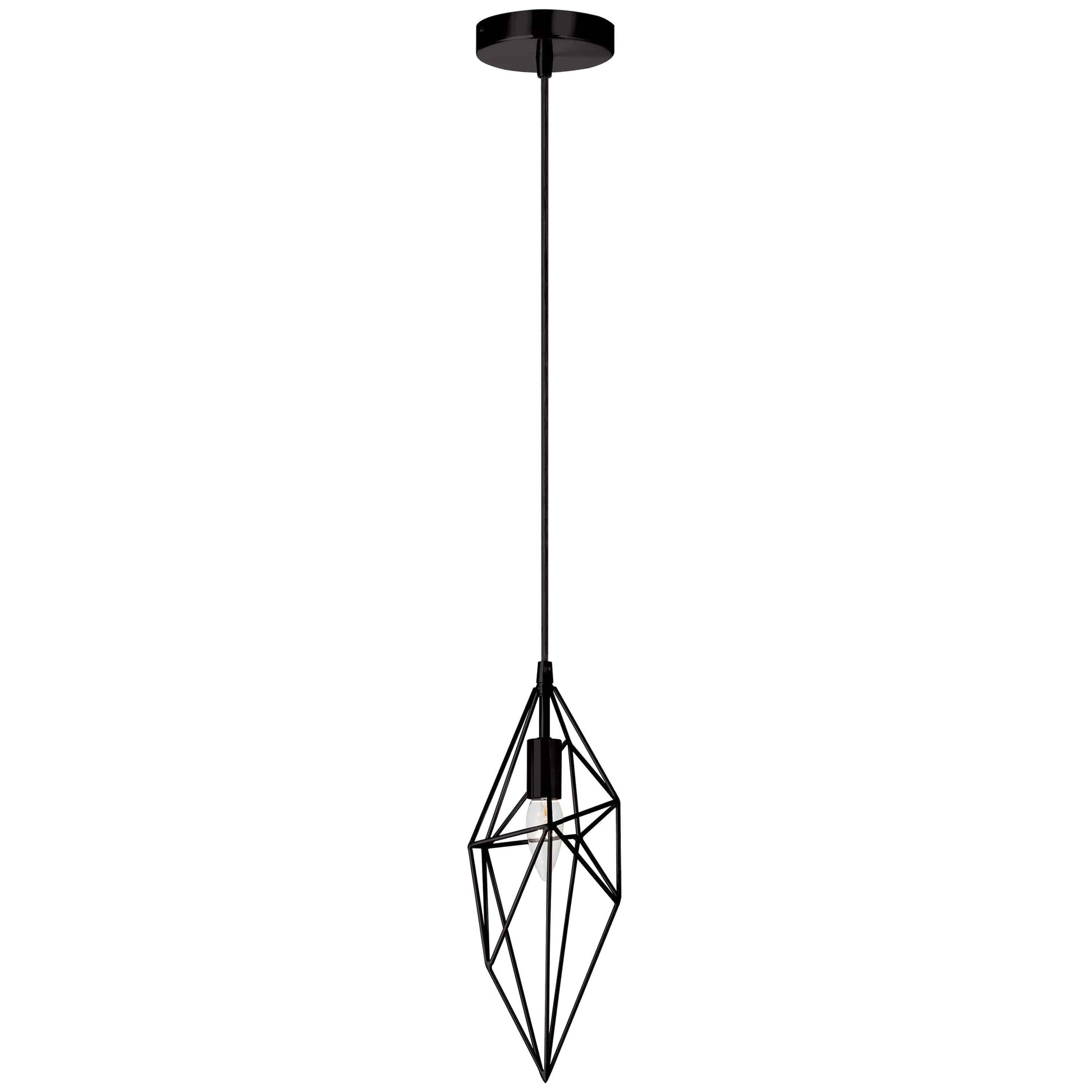 Dainolite 1 Light Incandescent Pendant, Black Finish - Renoz