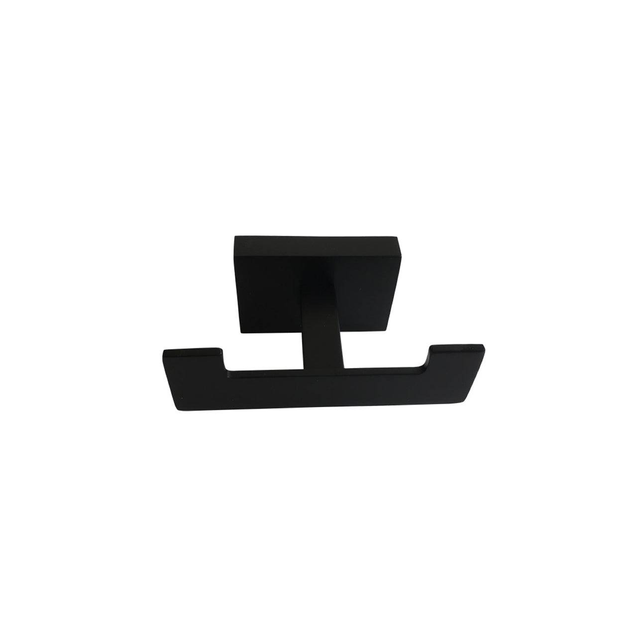 Kube Bath Aqua Plato Double Robe Hook Matte Black - Renoz