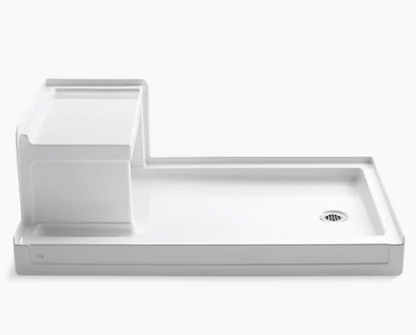 Kohler - Base de douche Tresham 60" X 36" à seuil unique, drain à droite avec siège gauche intégré - Blanc