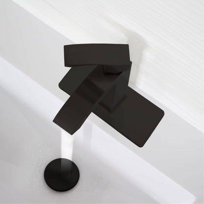 Stylish Single Hole Bathroom Faucet Plate in Matte Black Finish A-801N - Renoz