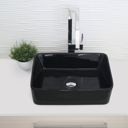 Stylish Bold 18.75" x 14.5" Rectangular Vessel Bathroom Sink Black P-223N - Renoz