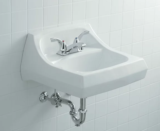 Kohler KingstonLavabo de salle de bain mural/à bras porteur dissimulé 21-1/4po x 18-1/8po avec trous de robinetterie centrés de 4po