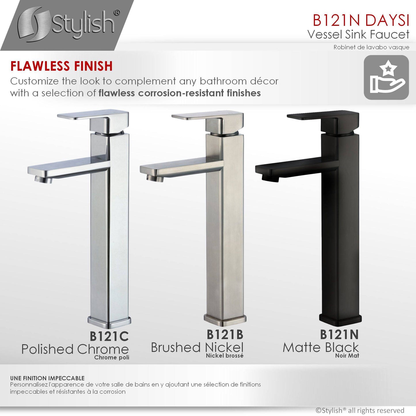 Stylish Daysi 12" Single Hole Single Handle Vessel Bathroom Faucet in Matte Black B-121N - Renoz