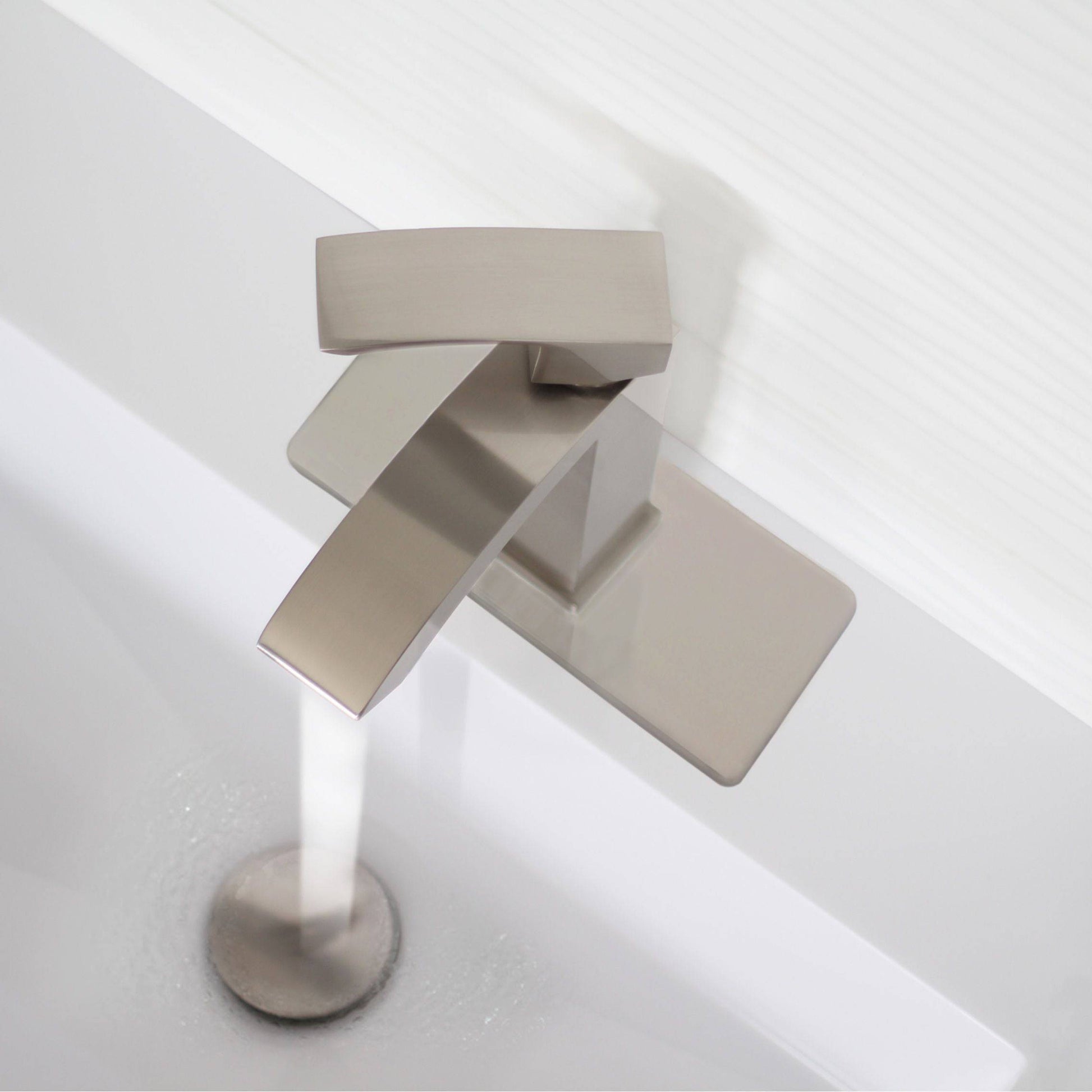 Stylish Single Hole Bathroom Faucet Plate in Brushed Nickel Finish A-801B - Renoz