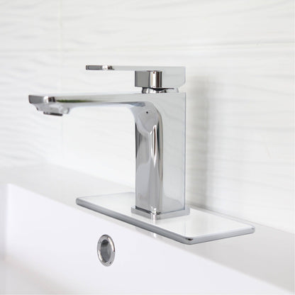 Stylish Single Hole Bathroom Faucet Plate in Polished Chrome Finish A-801C - Renoz