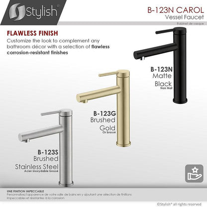 Stylish Stylish Carol Bathroom Faucet Single Handle Matte Black Finish B-123N - Renoz