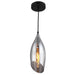 Dainolite 1 Light Incandescent Pendant, Black Finish with Smoked Glass - Renoz