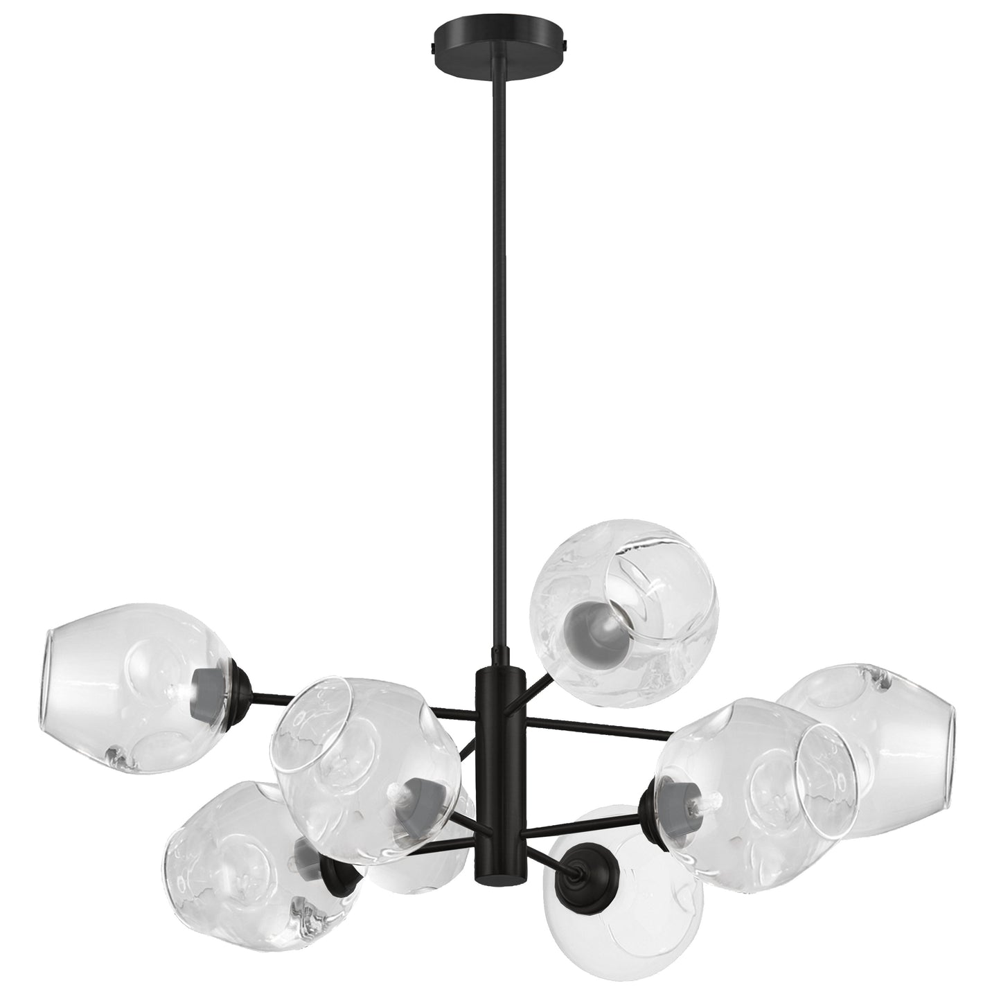 Dainolite 8 Light Halogen Matte Black Pendant w/ Clear Glass - Renoz