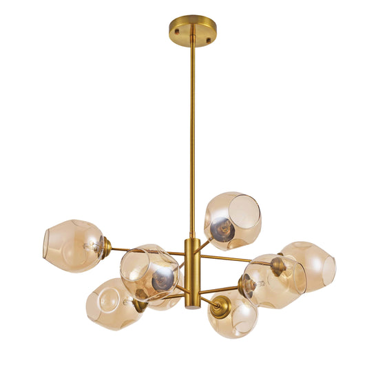 Dainolite 8 Light Round Pendant, Vintage Bronze Finish with Smoked Glass - Renoz