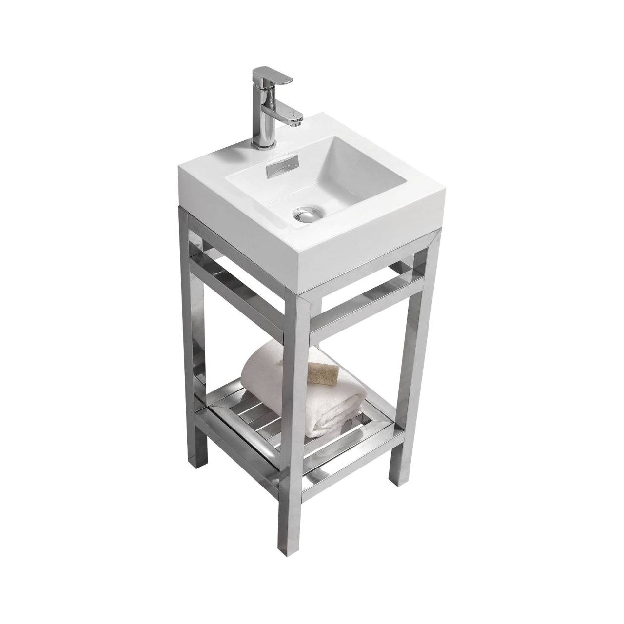 Kube Bath Cisco 16" Stainless Steel Console Bathroom Vanity With White Acrylic Sink - Renoz