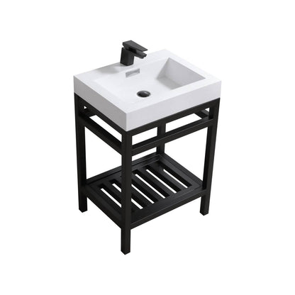 Kube Bath Cisco 24" Stainless Steel Console Bathroom Vanity With White Acrylic Sink - Renoz