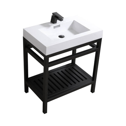 Kube Bath Cisco 30" Stainless Steel Console Bathroom Vanity With White Acrylic Sink - AC30 - Renoz