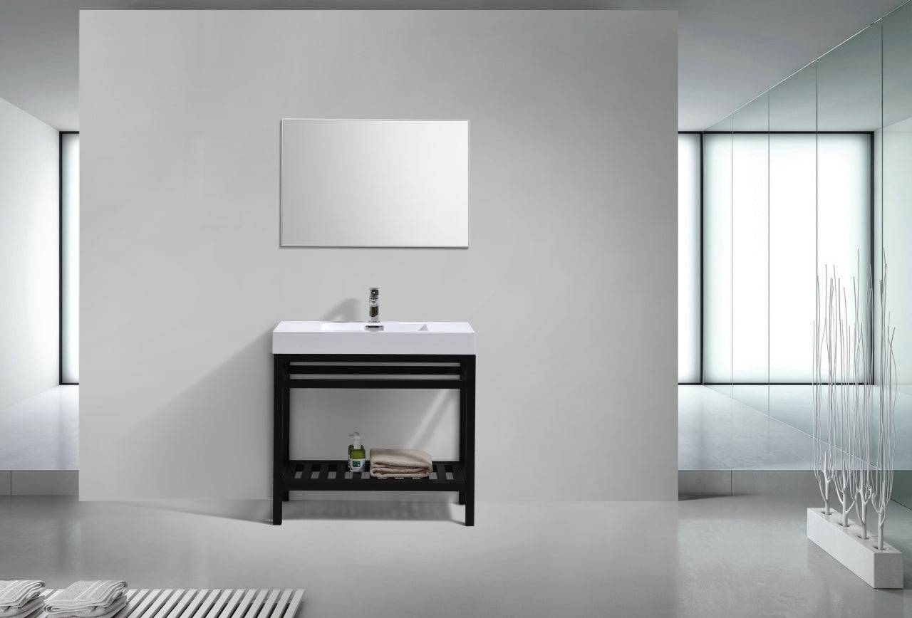 Kube Bath Cisco 36" Stainless Steel Console Bathroom Vanity With White Acrylic Sink - Renoz