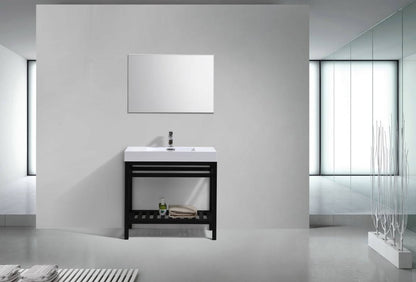 Kube Bath Cisco 36" Stainless Steel Console Bathroom Vanity With White Acrylic Sink - Renoz