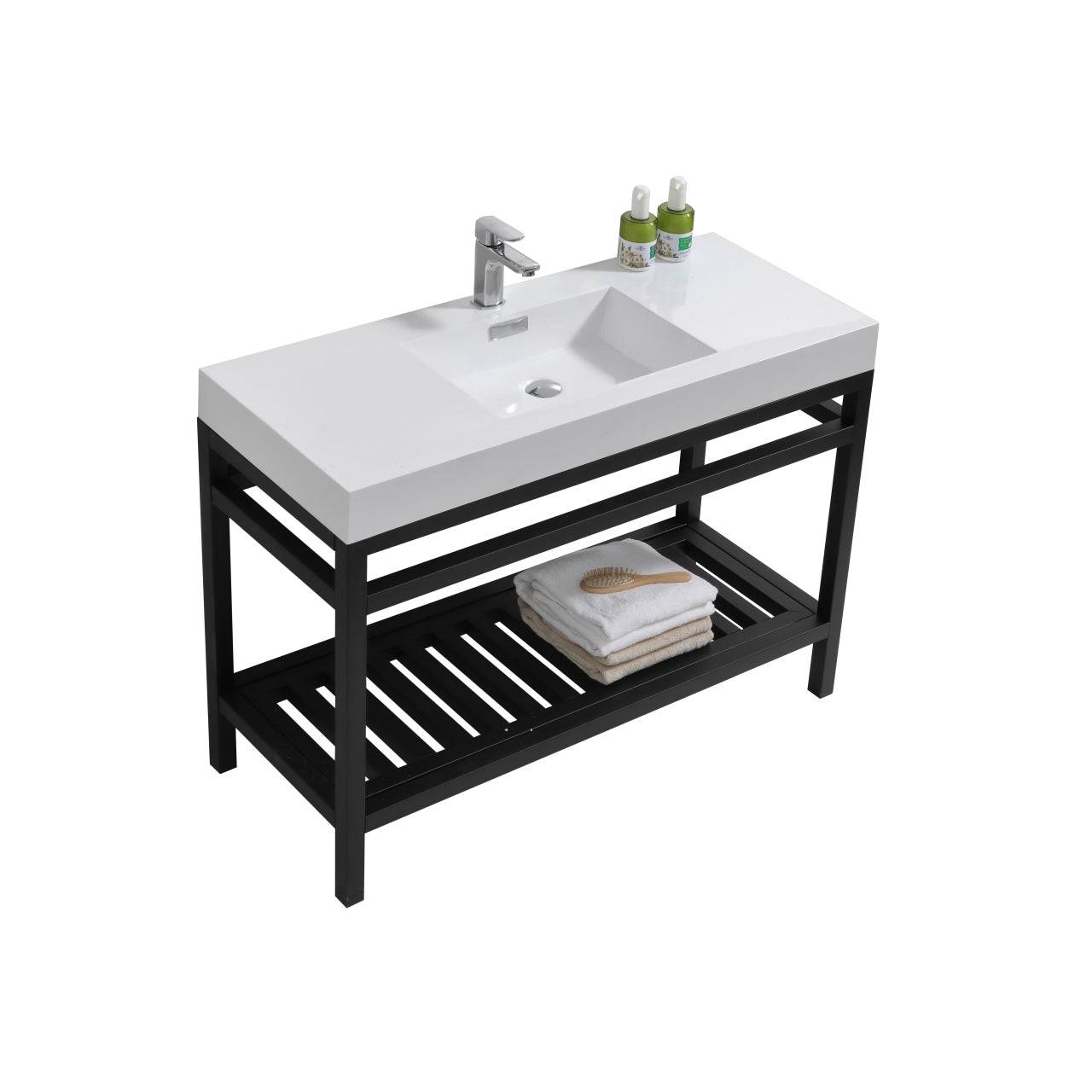 Kube Bath Cisco 48" Stainless Steel Console Bathroom Vanity With White Acrylic Sink - Renoz