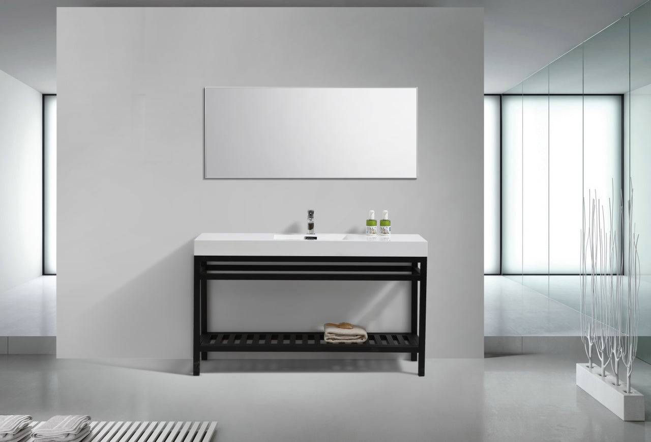 Kube Bath Cisco 60" Single Sink Stainless Steel Console Bathroom Vanity With White Acrylic Sink - Renoz