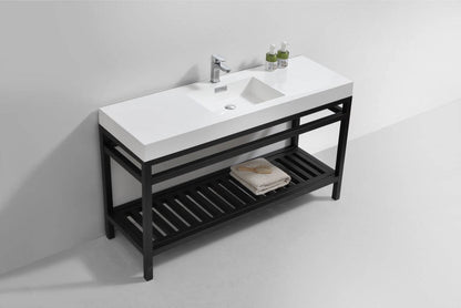 Kube Bath Cisco 60" Single Sink Stainless Steel Console Bathroom Vanity With White Acrylic Sink - Renoz