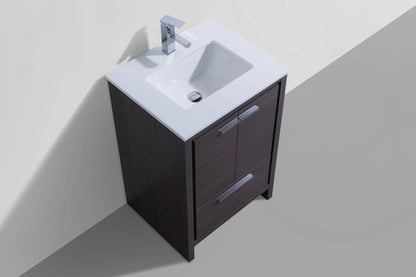 Kube Bath Dolce 24" Floor Mount Bathroom Vanity With White Quartz Countertop With 2 Doors And 1 Drawer AD624 - Renoz