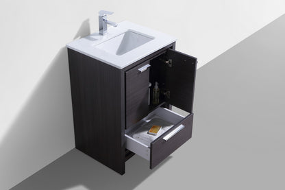 Kube Bath Dolce 24" Floor Mount Bathroom Vanity With White Quartz Countertop With 2 Doors And 1 Drawer AD624 - Renoz