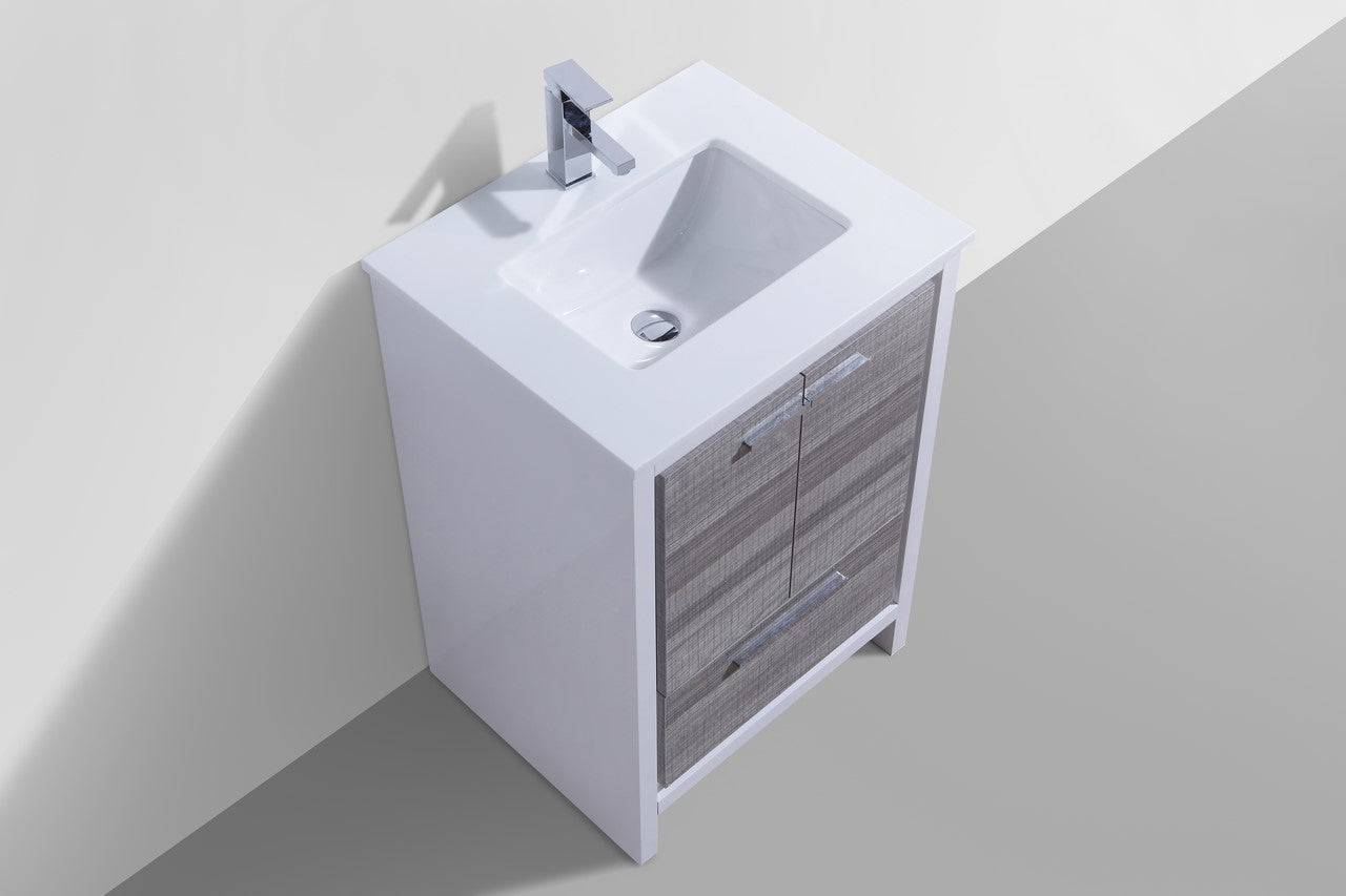 Kube Bath Dolce 24" Floor Mount Bathroom Vanity With White Quartz Countertop With 2 Doors And 1 Drawer AD624 - Renoz