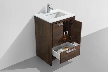 Kube Bath Dolce 24" Floor Mount Bathroom Vanity With White Quartz Countertop With 2 Doors And 1 Drawer AD624 - Renoz