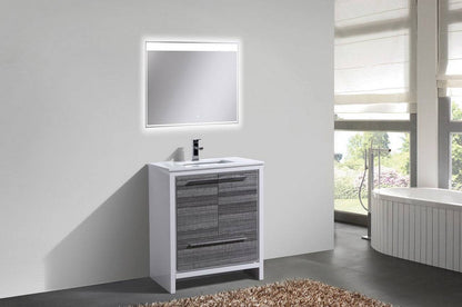 Kube Bath Dolce 30" Floor Mount Bathroom Vanity With White Quartz Countertop With 2 Doors And 1 Drawer AD630 - Renoz