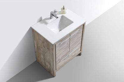 Kube Bath Dolce 30" Floor Mount Bathroom Vanity With White Quartz Countertop With 2 Doors And 1 Drawer AD630 - Renoz