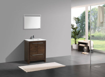 Kube Bath Dolce 30" Floor Mount Bathroom Vanity With White Quartz Countertop With 2 Doors And 1 Drawer AD630 - Renoz