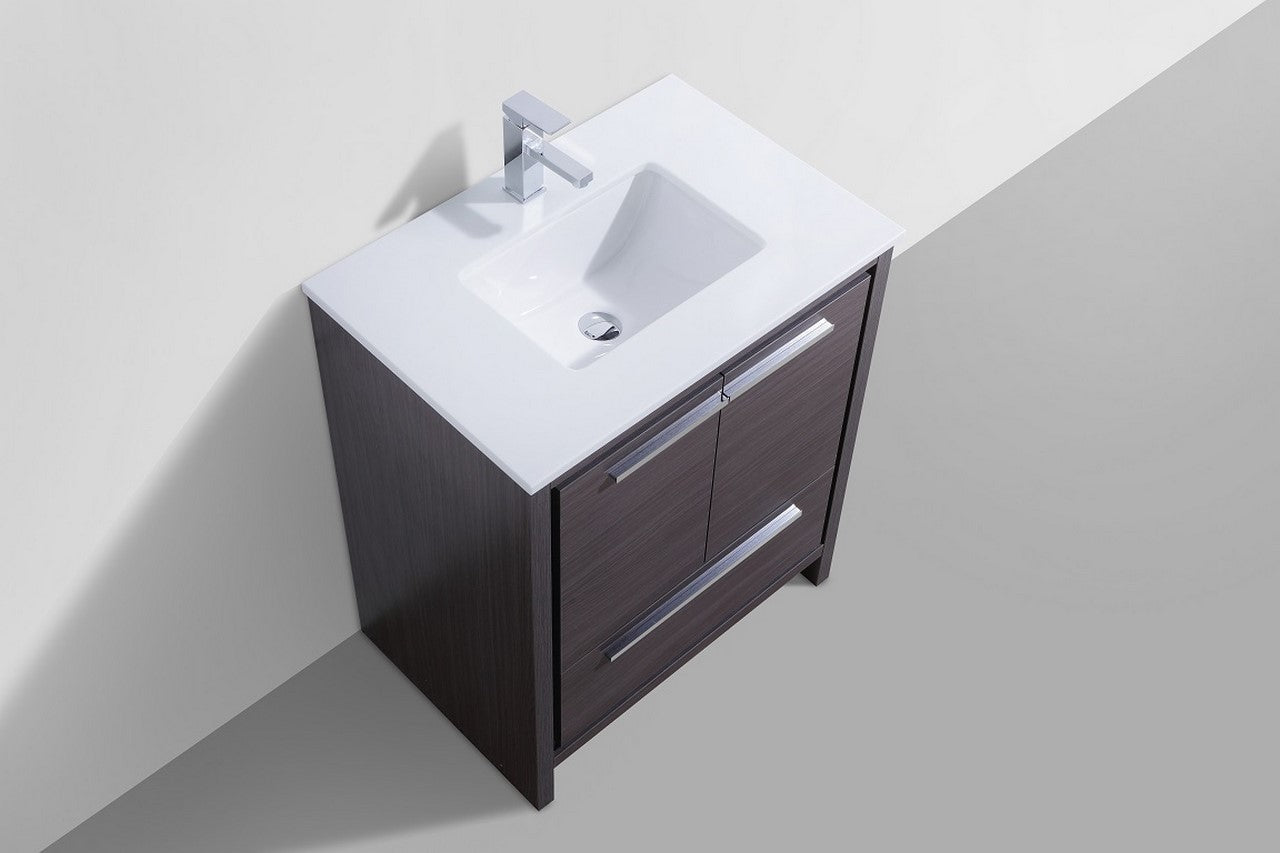 Kube Bath Dolce 30" Floor Mount Bathroom Vanity With White Quartz Countertop With 2 Doors And 1 Drawer AD630 - Renoz