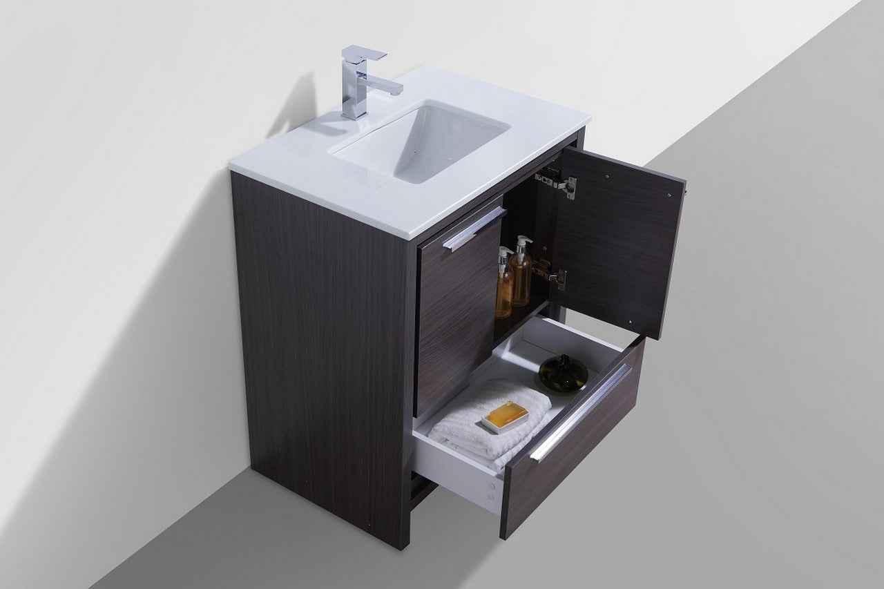 Kube Bath Dolce 30" Floor Mount Bathroom Vanity With White Quartz Countertop With 2 Doors And 1 Drawer AD630 - Renoz