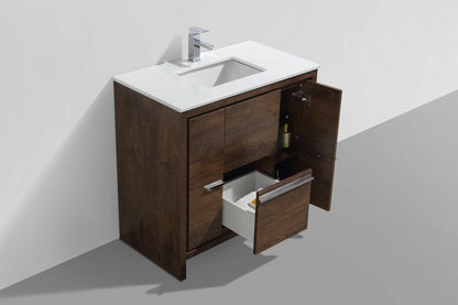 Kube Bath Dolce 36" Floor Mount Bathroom Vanity With Quartz Countertop With 2 Doors And 2 Drawers AD636 - Renoz