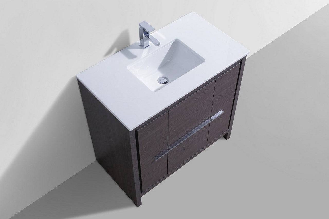 Kube Bath Dolce 36" Floor Mount Bathroom Vanity With Quartz Countertop With 2 Doors And 2 Drawers AD636 - Renoz