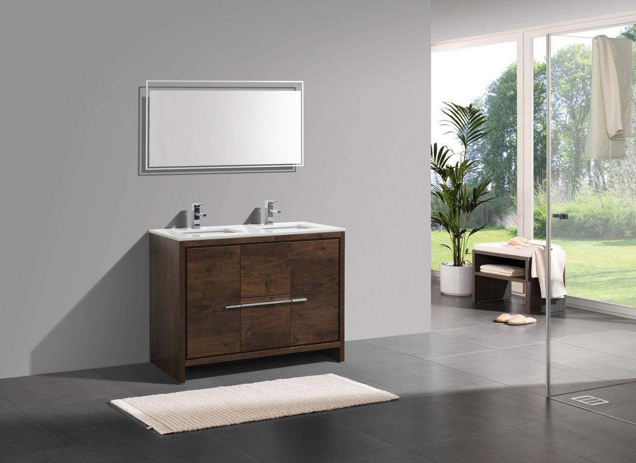 Kube Bath Dolce 48" Double Sink Floor Mount Bathroom Vanity With White Quartz Countertop With 2 Doors And 2 Drawers AD648D - Renoz