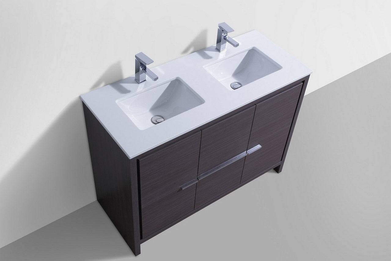 Kube Bath Dolce 48" Double Sink Floor Mount Bathroom Vanity With White Quartz Countertop With 2 Doors And 2 Drawers AD648D - Renoz