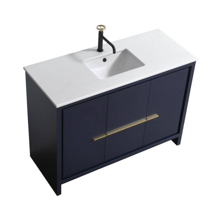 Kube Bath Dolce 48" Single Sink Floor Mount Bathroom Vanity With White Quartz Countertop With 2 Doors And 2 Drawers  AD648S - Renoz