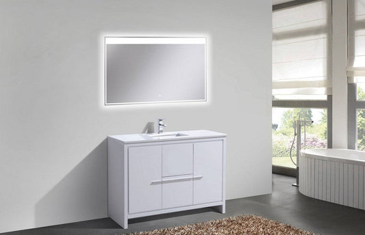 Kube Bath Dolce 48" Single Sink Floor Mount Bathroom Vanity With White Quartz Countertop With 2 Doors And 2 Drawers  AD648S - Renoz