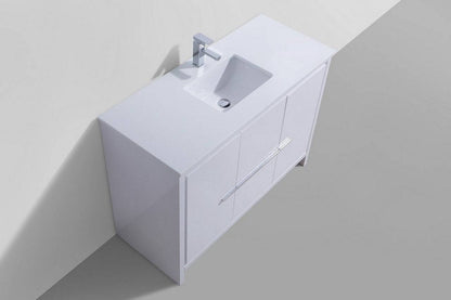 Kube Bath Dolce 48" Single Sink Floor Mount Bathroom Vanity With White Quartz Countertop With 2 Doors And 2 Drawers  AD648S - Renoz