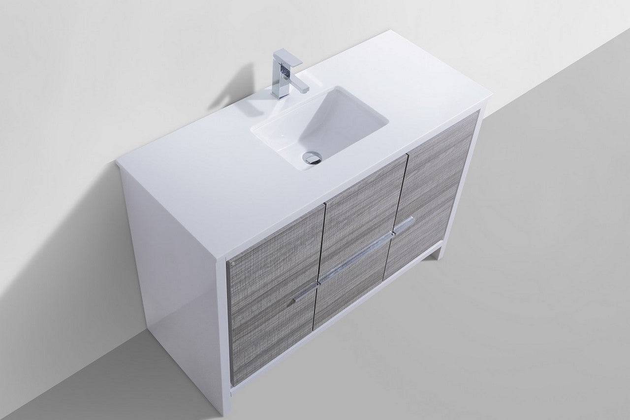 Kube Bath Dolce 48" Single Sink Floor Mount Bathroom Vanity With White Quartz Countertop With 2 Doors And 2 Drawers  AD648S - Renoz