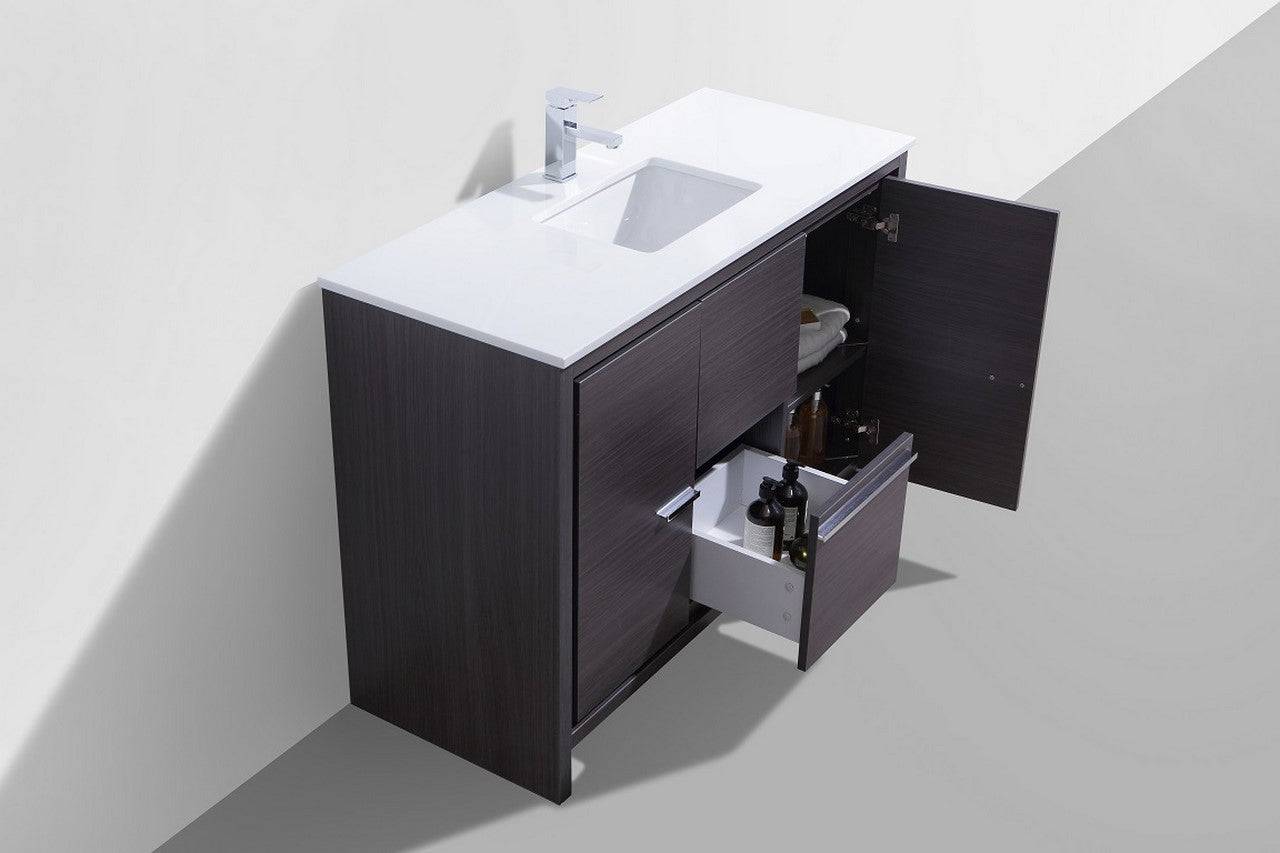 Kube Bath Dolce 48" Single Sink Floor Mount Bathroom Vanity With White Quartz Countertop With 2 Doors And 2 Drawers  AD648S - Renoz