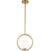 Dainolite 1 Light Halogen Pendant Aged Brass Finish with White Glass - Renoz