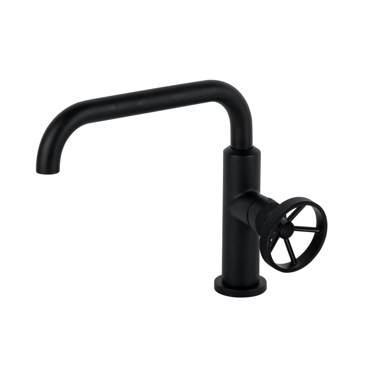 Kube Bath Aqua Loft Single Lever Bathroom Vanity Faucet With Side Handle – Matte Black - Renoz