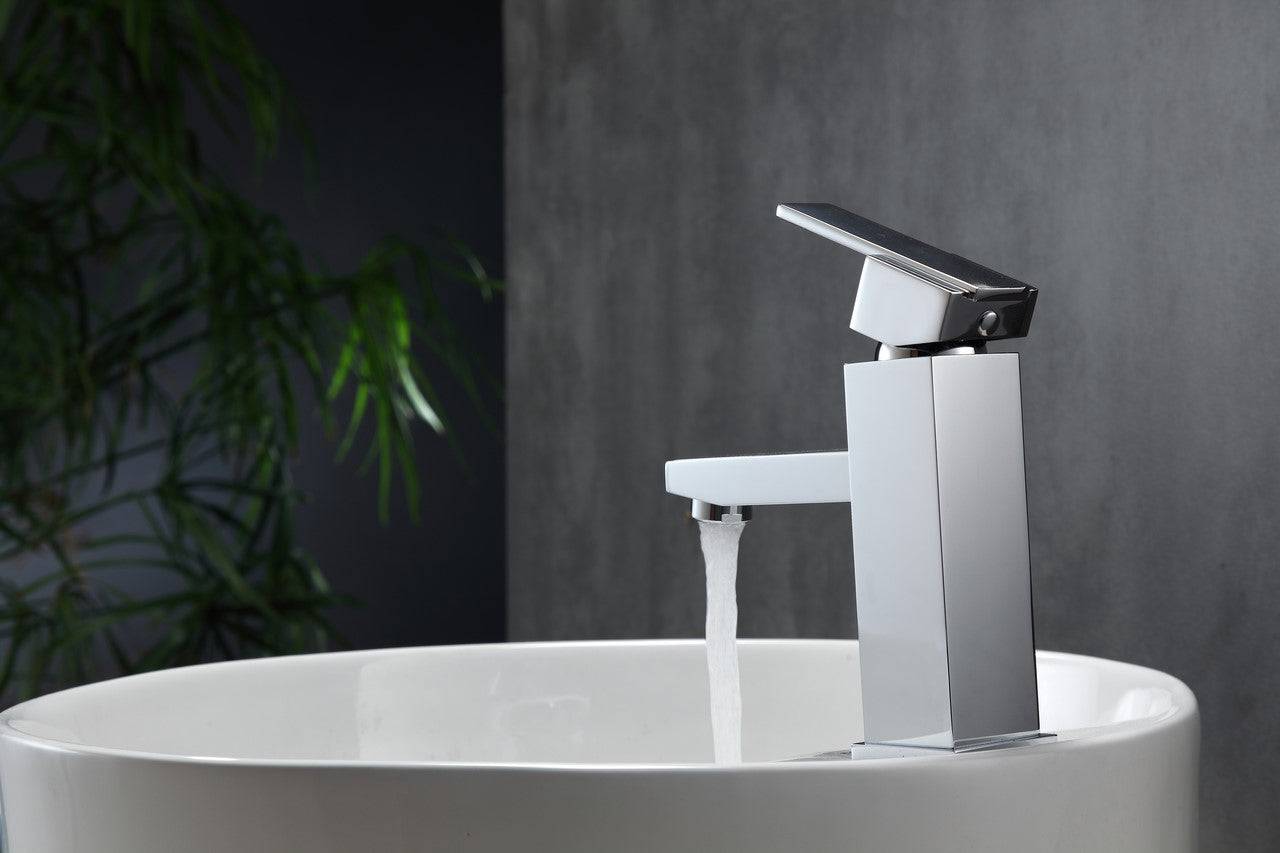 Kube Bath Aqua Piazza Single Lever Bathroom Vanity Faucet Chrome - Renoz