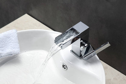 Kube Bath Aqua Fontana Single Lever Waterfall Faucet Chrome - Renoz