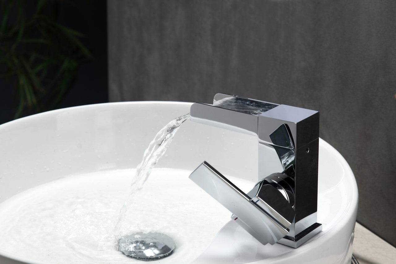 Kube Bath Aqua Fontana Single Lever Waterfall Faucet Chrome - Renoz