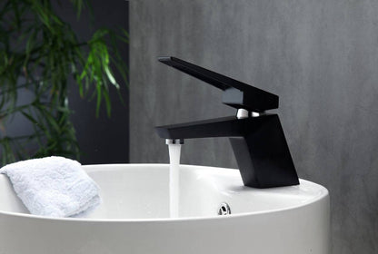 Kube Bath Aqua Siza Single Lever Modern Bathroom Vanity Faucet – Matte Black - Renoz