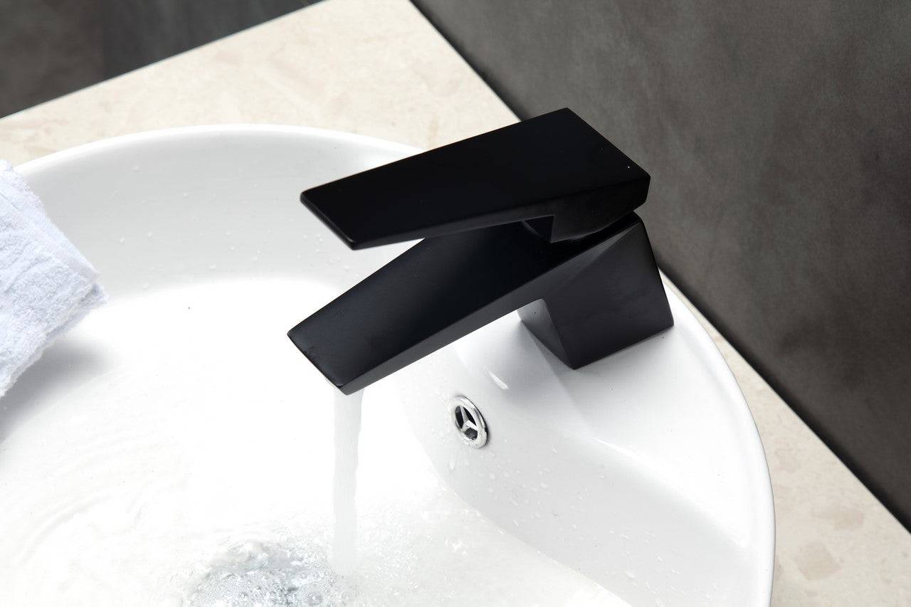 Kube Bath Aqua Siza Single Lever Modern Bathroom Vanity Faucet – Matte Black - Renoz