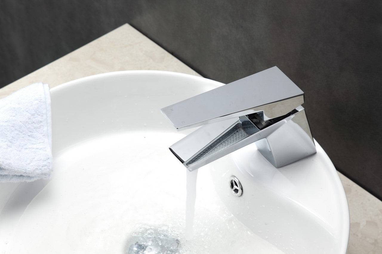 Kube Bath Aqua Siza Single Lever Modern Bathroom Vanity Faucet – Chrome - Renoz