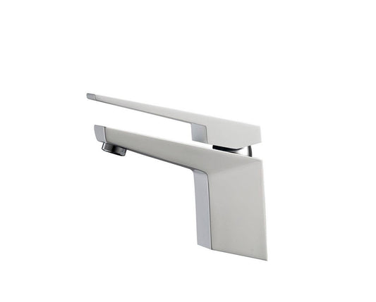 Kube Bath Aqua Siza Single Lever Modern Bathroom Vanity Faucet – White - Renoz