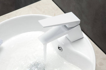 Kube Bath Aqua Siza Single Lever Modern Bathroom Vanity Faucet – White - Renoz