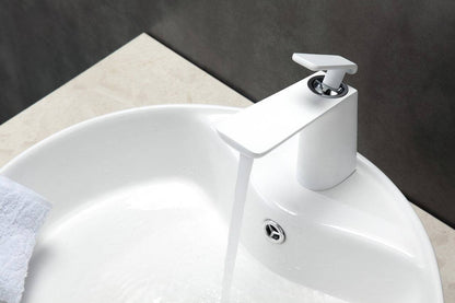 Kube Bath Aqua Adatto 7" Single Lever Bathroom Faucet – Matte White and Chrome - Renoz